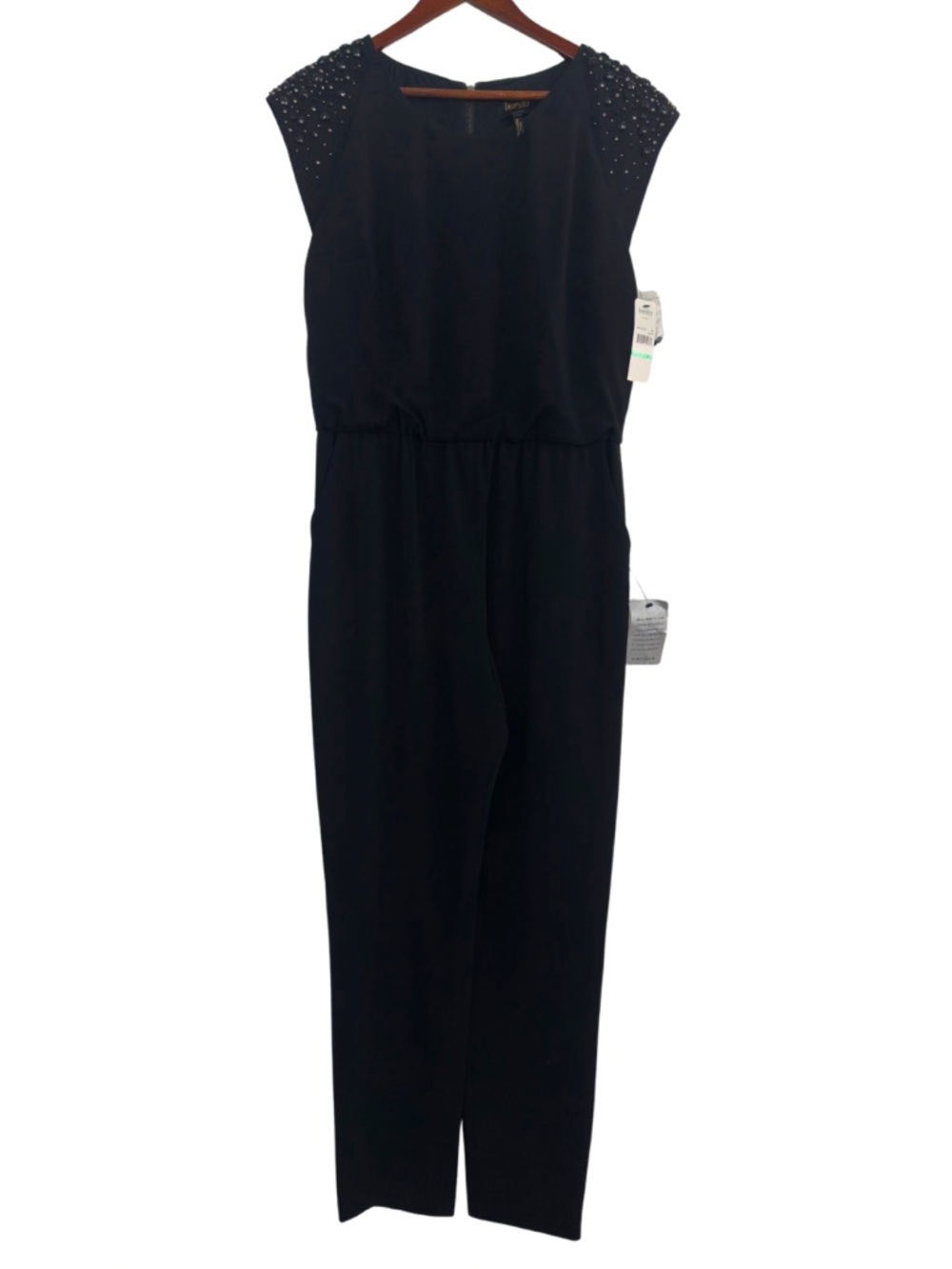 Laundry by Shelli Segal Beaded Jumpsuit Size 8 Black Back Zip NWT